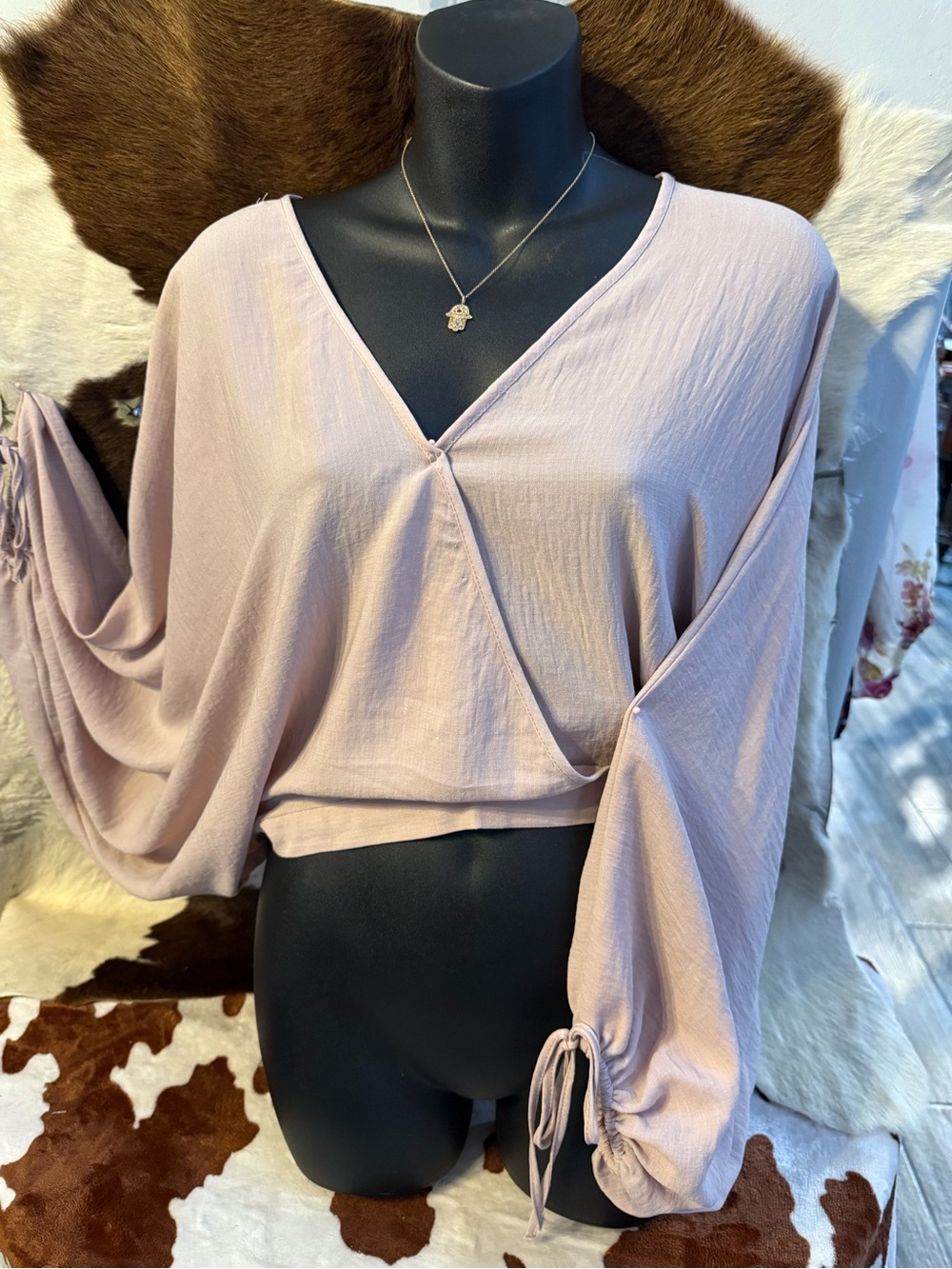 Topshop Blush Wrap-Style V-Neck Blouse